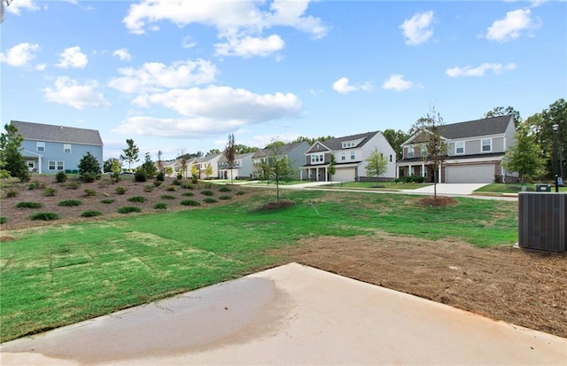 view of yard featuring a garage