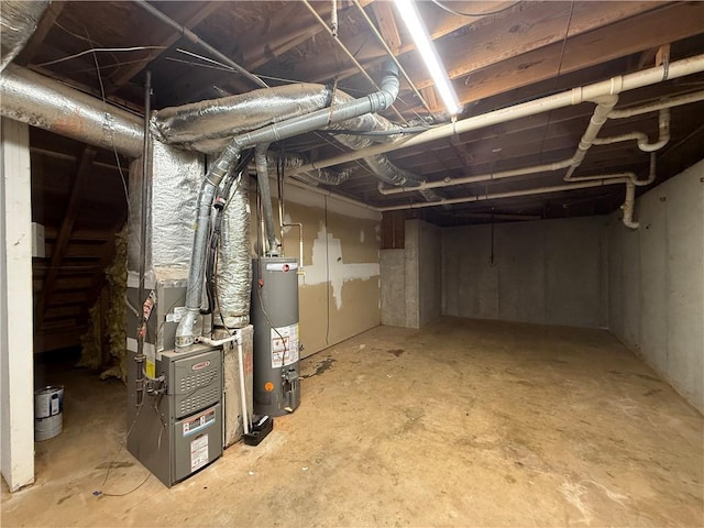 116 Cumberland Way, Dallas, GA 30132 - unfinished basement featuring water heater and heating unit