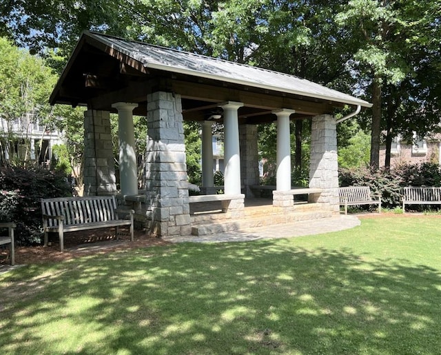 view of property's community featuring a gazebo and a yard