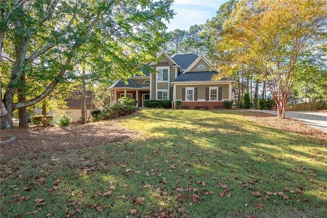 view of front of home with a front yard