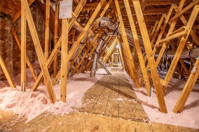 view of unfinished attic