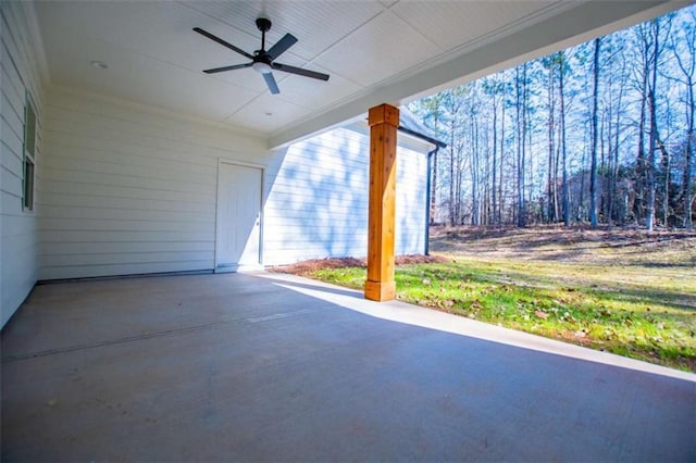 view of patio / terrace featuring ceiling fan