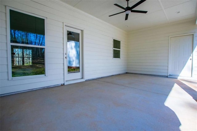 view of patio with ceiling fan