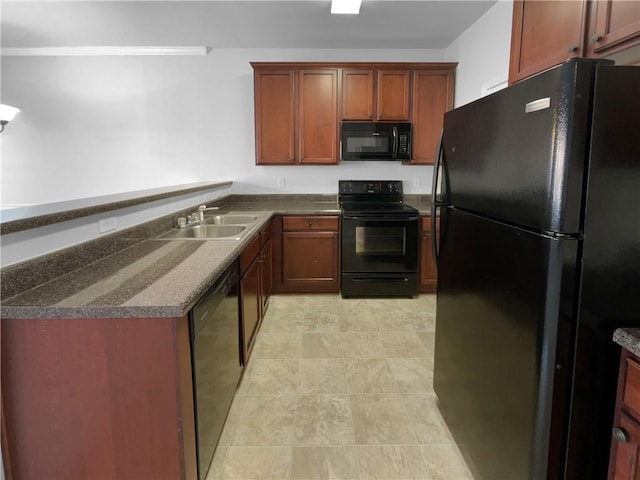 kitchen featuring black appliances and a sink