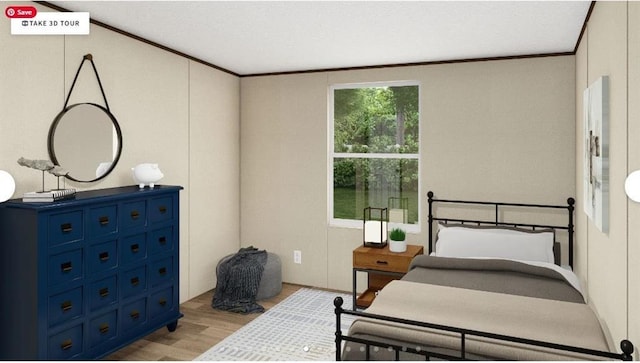 564 Ridge Rd, Dawsonville, GA 30534 - bedroom with light wood-type flooring and ornamental molding
