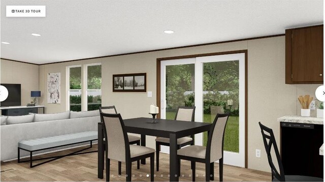564 Ridge Rd, Dawsonville, GA 30534 - dining space featuring light wood-style floors, healthy amount of natural light, and recessed lighting