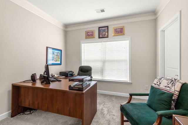 325 Rdg Hill Cir Unit 3, Marietta, GA 30064 - office area featuring carpet floors, ornamental molding, plenty of natural light, and baseboards