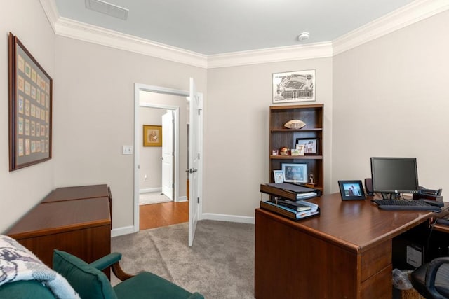 325 Rdg Hill Cir Unit 3, Marietta, GA 30064 - office area featuring ornamental molding, carpet, and baseboards