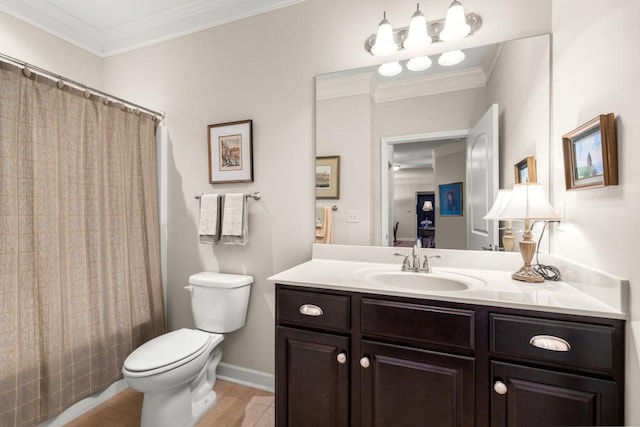 325 Rdg Hill Cir Unit 3, Marietta, GA 30064 - bathroom with toilet, vanity, ornamental molding, and tile patterned floors