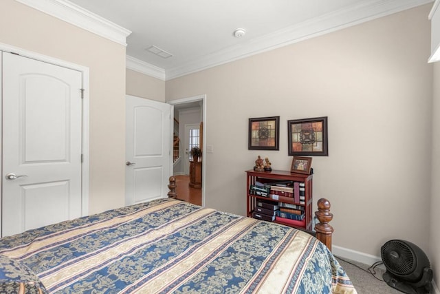 325 Rdg Hill Cir Unit 3, Marietta, GA 30064 - bedroom featuring crown molding, carpet flooring, and baseboards