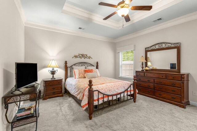 325 Rdg Hill Cir Unit 3, Marietta, GA 30064 - carpeted bedroom with a raised ceiling, crown molding, and ceiling fan