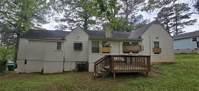 1516 Carter Rd, Decatur, GA 30032 - back of property featuring a lawn, a deck, and central AC