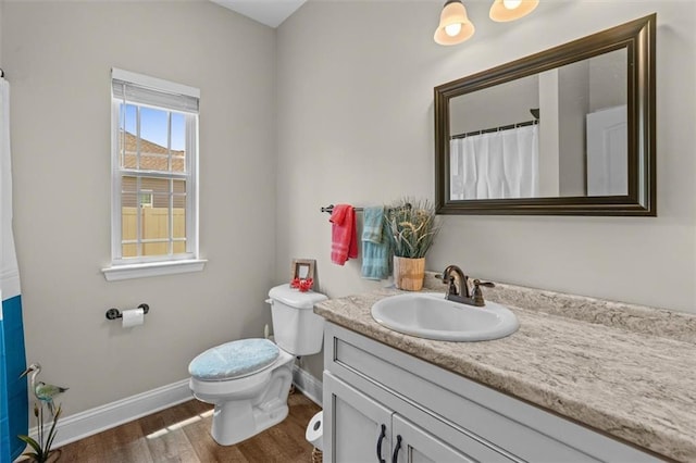 417 Beamer Rd SW, Calhoun, GA 30701 - full bath featuring toilet, baseboards, vanity, and wood finished floors