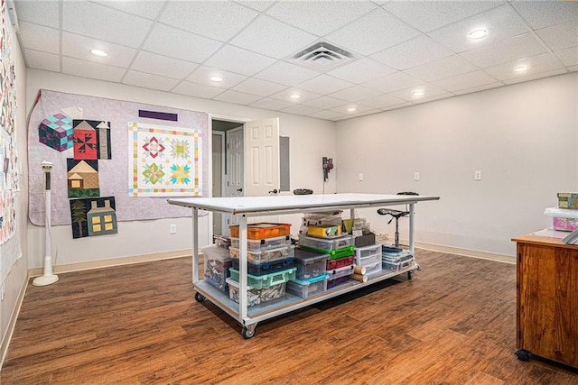 miscellaneous room featuring recessed lighting, visible vents, baseboards, and wood finished floors