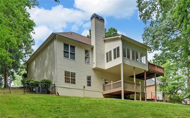 2121 Brittany Ct, Gainesville, GA 30506 - rear view of house featuring a chimney and a deck