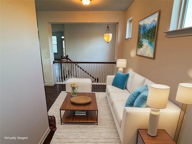 living room with hardwood / wood-style floors