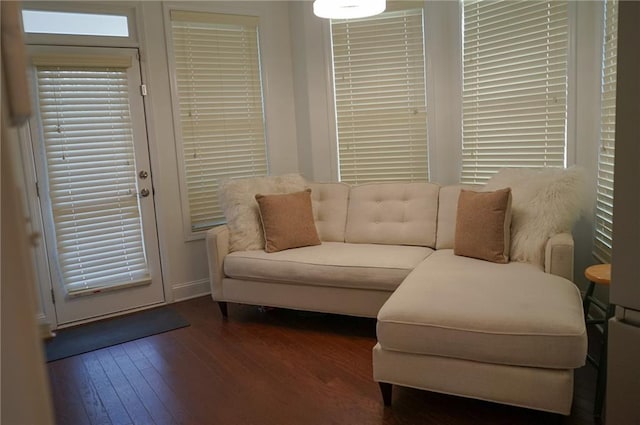 living area with wood finished floors