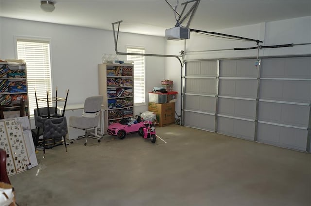 garage with a garage door opener