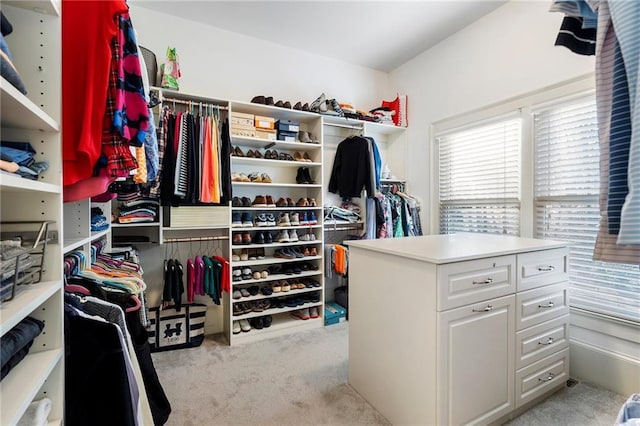 spacious closet featuring carpet flooring