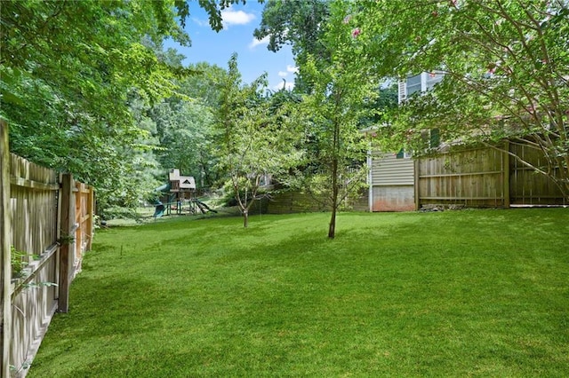 view of yard with a playground