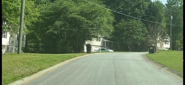 view of street with curbs