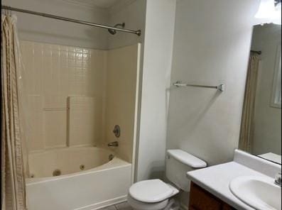 279 Fairview Dr, Dallas, GA 30157 - full bath featuring shower / bathtub combination with curtain, vanity, and toilet