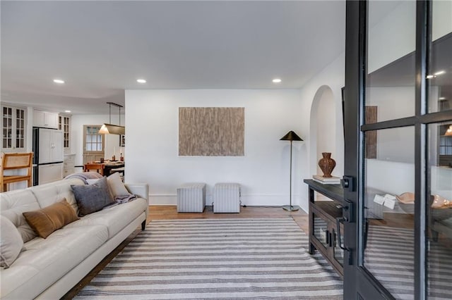 living room with light wood-type flooring