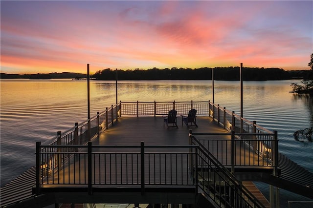 view of dock featuring a water view