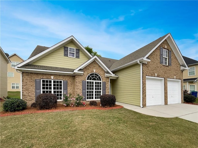6405 Beaver Creek Trl, Atlanta, GA 30349 - view of front of house featuring brick siding, an attached garage, driveway, and a front lawn