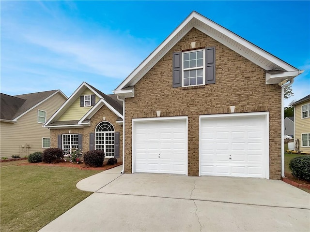 6405 Beaver Creek Trl, Atlanta, GA 30349 - traditional-style house featuring brick siding, a garage, driveway, and a front lawn