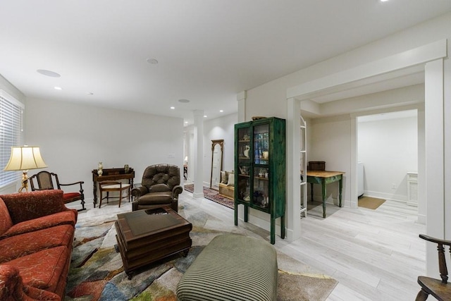 living room featuring light hardwood / wood-style floors