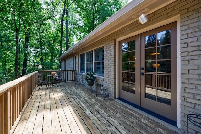 wooden terrace with french doors