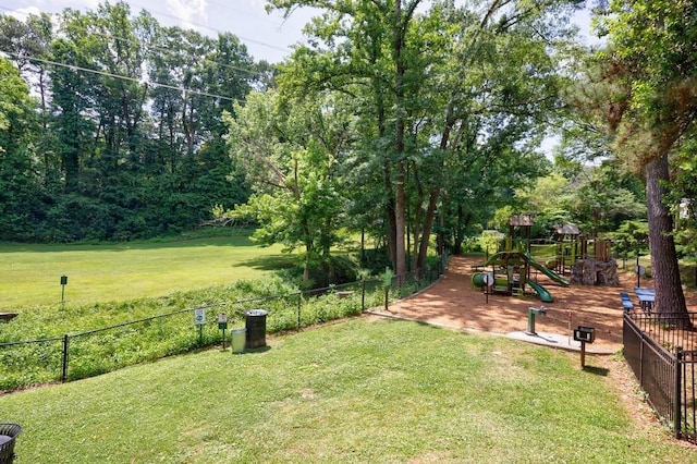 view of yard with a playground