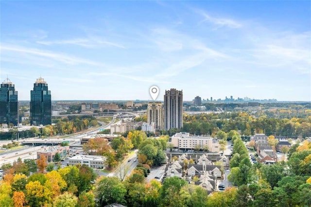 aerial view featuring a view of city