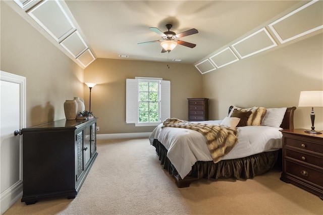 13037 Overlook Pass, Roswell, GA 30075 - bedroom featuring vaulted ceiling, light carpet, and ceiling fan
