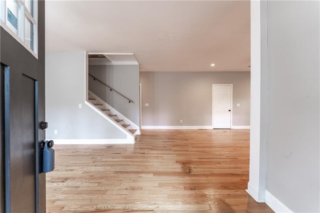 entrance foyer with light hardwood / wood-style floors