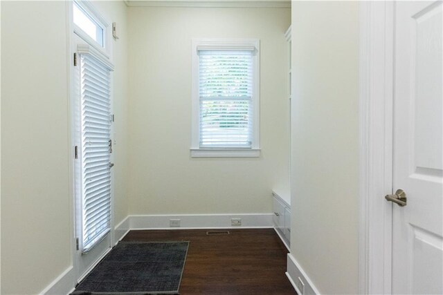 3258 Bransley Way, Duluth, GA 30097 - laundry room featuring dark wood-style floors and baseboards