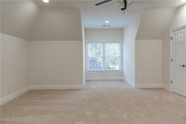3258 Bransley Way, Duluth, GA 30097 - additional living space featuring lofted ceiling, light carpet, a ceiling fan, and recessed lighting