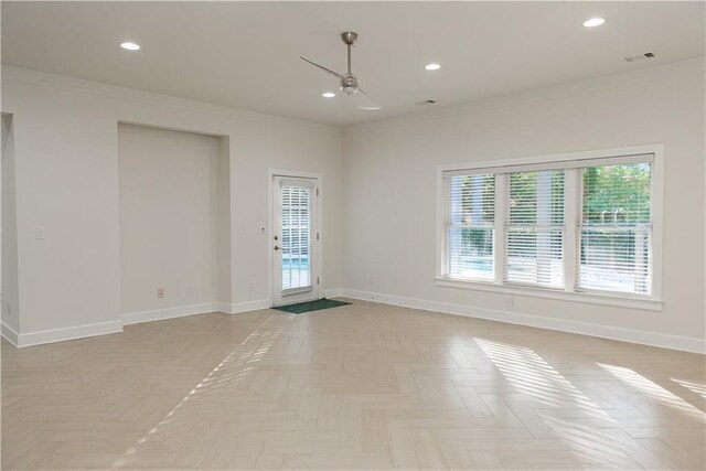 3258 Bransley Way, Duluth, GA 30097 - empty room with ornamental molding, ceiling fan, and recessed lighting