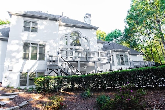 3258 Bransley Way, Duluth, GA 30097 - rear view of property with stairs, a chimney, stucco siding, and a shingled roof