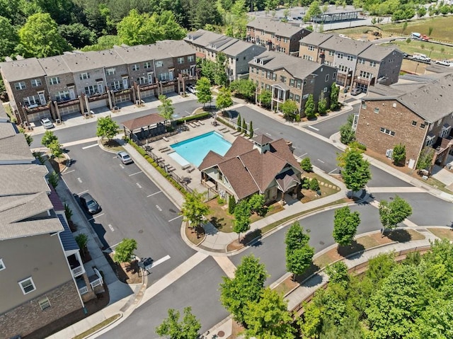 bird's eye view of a pool