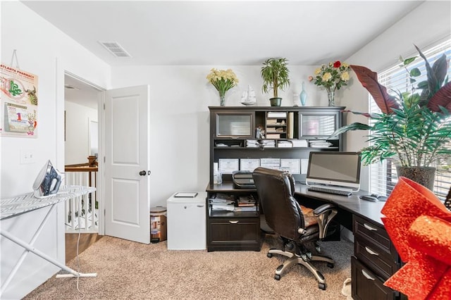 office featuring light colored carpet