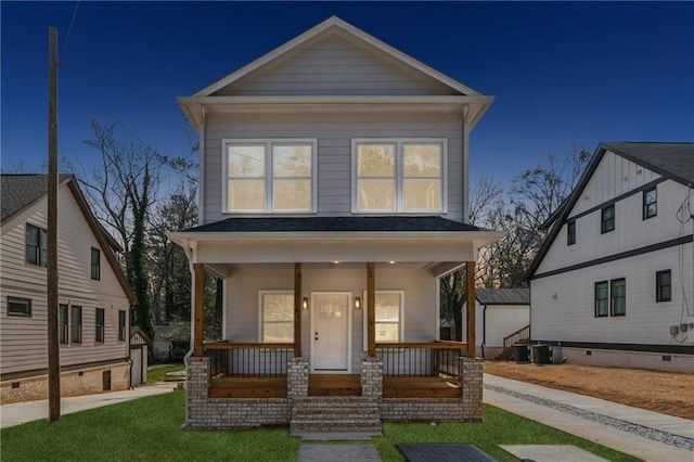 view of front facade featuring covered porch