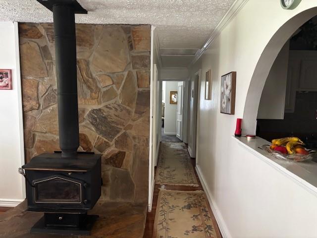 437 Apple Rdg Unit 2, Dawsonville, GA 30534 - hall with crown molding, a textured ceiling, and wood finished floors