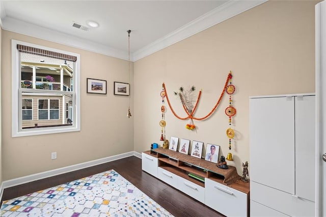 745 Newfield Ln, Alpharetta, GA 30004 - sitting room featuring ornamental molding and dark wood finished floors