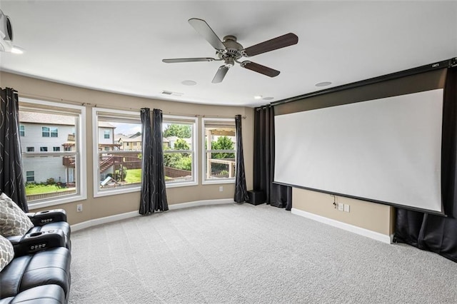 745 Newfield Ln, Alpharetta, GA 30004 - home theater featuring light colored carpet and ceiling fan
