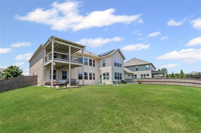745 Newfield Ln, Alpharetta, GA 30004 - back of house with a balcony, a patio, and a fenced backyard
