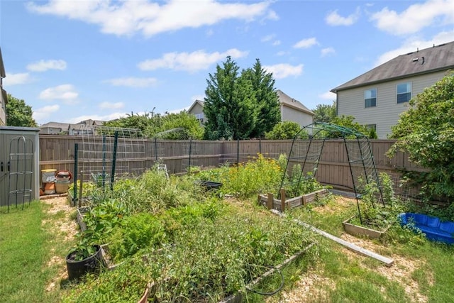 745 Newfield Ln, Alpharetta, GA 30004 - fenced backyard with a vegetable garden and a storage unit