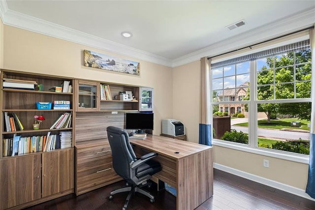 745 Newfield Ln, Alpharetta, GA 30004 - home office featuring ornamental molding and dark wood-style flooring
