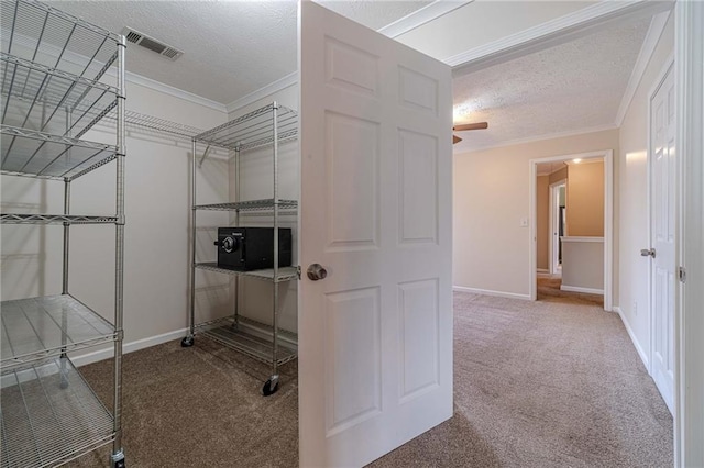 spacious closet with carpet flooring